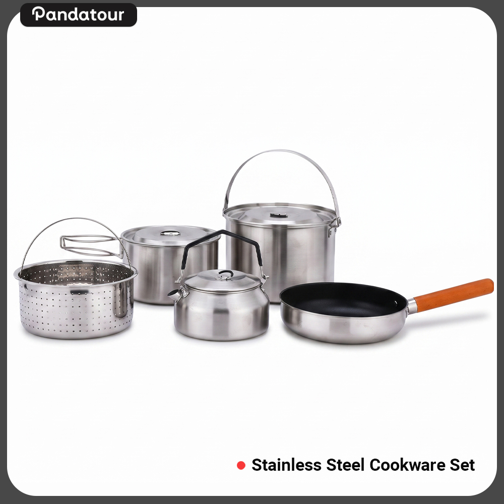 Camping Cooking Kitchen Set - Pandatour Set di Pentole da Campeggio