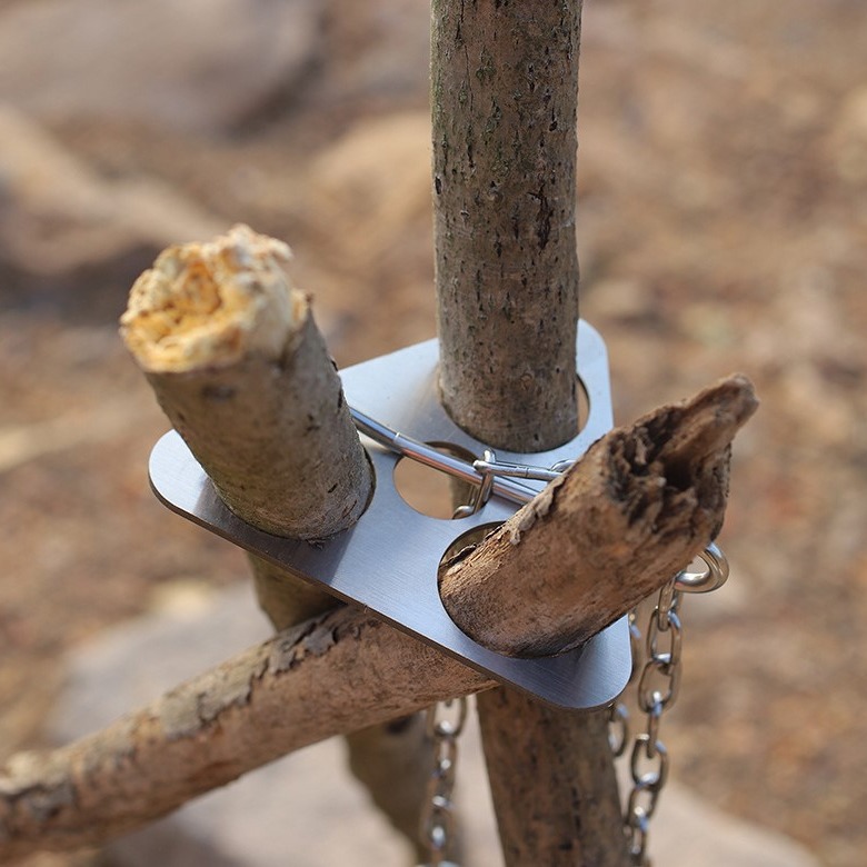 Camping Cooking Hanger - Treppiede da Campeggio in Acciaio Inox,